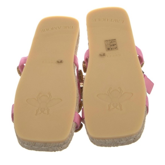 Gucci Pink Leather Jeweled Espadrilles - Picture 5 of 5